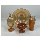 Marigold Carnival Glass / 4 pc