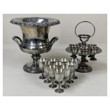 Silver Plated Champagne Bucket & Egg Cruet Set +