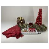 Christmas Tree Skirt, Tray & Decor