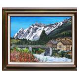 Mountainside Landscape Painting on Canvas