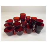 Red Luminarc Glassware/ 14 pc