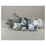 Ceramic / Paper Mache Piggy Banks / 6 pc
