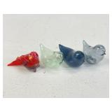 Art Glass Bird Figurines / 4 pc