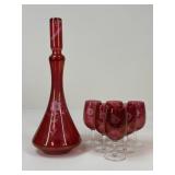 Etched Glass Decanter & Stemware