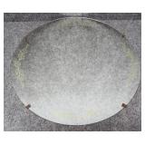 Vintage Round Mirror w/ Floral Etched Detail