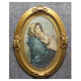 'La Madonnina' Print in Vintage Oval Frame