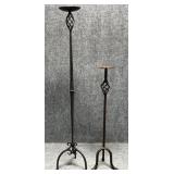 Pair Of Iron Floor Standing Candle Holders