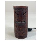 Carved Bamboo Tiki Lamp