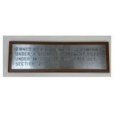 Passenger Car Ownership Plaque