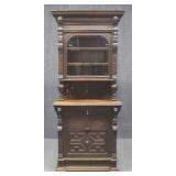 Antique Carved Oak Hunt Cabinet