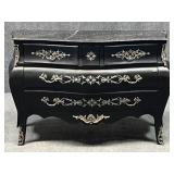 Black Bombe Style Chest with Marble Top