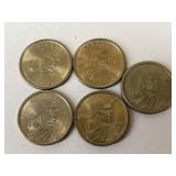 Sacagawea Dollar Coins/ 5 pc