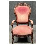 Victorian Style Arm Chair w/Carved Frame