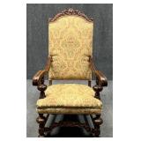 High Back Carved Wood Arm Chair