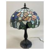 Metal Lamp w/Stained Glass Shade