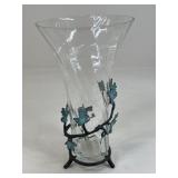 Glass Vase w/ Metal Base