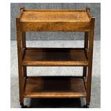 Rolling Oak Cart w/ Drawer