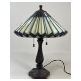 Metal Lamp w / Stained Glass Shade