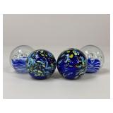 Art Glass Paperweights / 4 pc