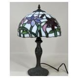 Metal Lamp w / Stained Glass Shade