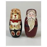 Vintage Christmas Santa & Bear Nesting Dolls /2