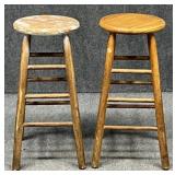 Pair of Wood Bar Height Stools