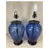 Pair of Blue Glass Lamps