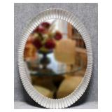 Silver Tone Ridged Oval Framed Mirror