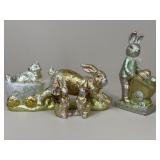 Painted Foil Wrapped Bunny Figurines / 4 pc