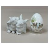 Kaiser Porcelain Bunnies & Noritake Bone China Egg
