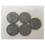 1890s Liberty V Nickels/ 5 pc
