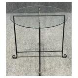 Folding Metal End Table w/ Glass Top