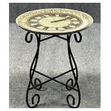 Clock Side Table w / Glass Inset