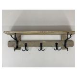 Wooden Shelf w/ Hooks