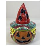 Talavera Blue Orange Pottery Jack-O-Lantern