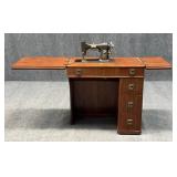 Sewing Table w/ White Sewing Machine