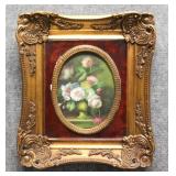 Floral Original on Board Ornate Oval Inset Frame