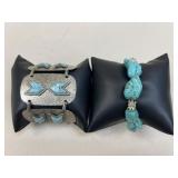 Metal & Turquoise Bracelets/ 2