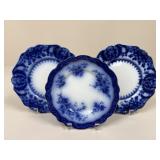 Flow Blue Plates by Royal Porcelain / 3 pc