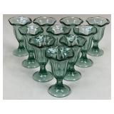 Green Pressed Glass 6' Footed Sundae Cups