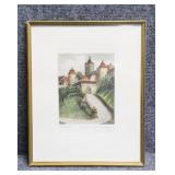 'Rothenburg tor Street' Hand-colored Etching