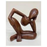 Wooden Sculpture 'The Thinker'