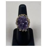 Sz 6 Vintage Amethyst Coral Ring