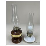 Wood Oil Lamp & Converted Oil Lamp