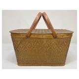 Vintage Rattan Picnic Basket