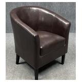 Faux Leather Barrel Club Chair