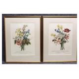 Pair of Vintage Hand colored Botanical Prints