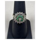 Sz 6.5 14k Gold, Diamond & Emerald Ring