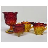 Vintage L.E. Smith Amberina Glass / 4 pc