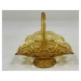 L.E. Smith Amber Glass "Moon & Stars" Basket